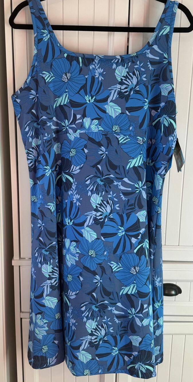 Columbia Freezer III sleeveless Dress Blue Floral XL NWT